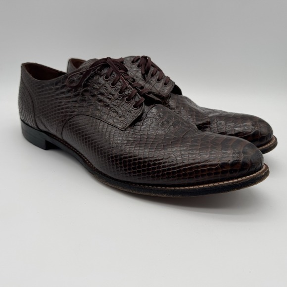 Stacy Adams Madison Anaconda Size 14D Print‎ Leather Mens Shoes Brown Biscuit main image 6